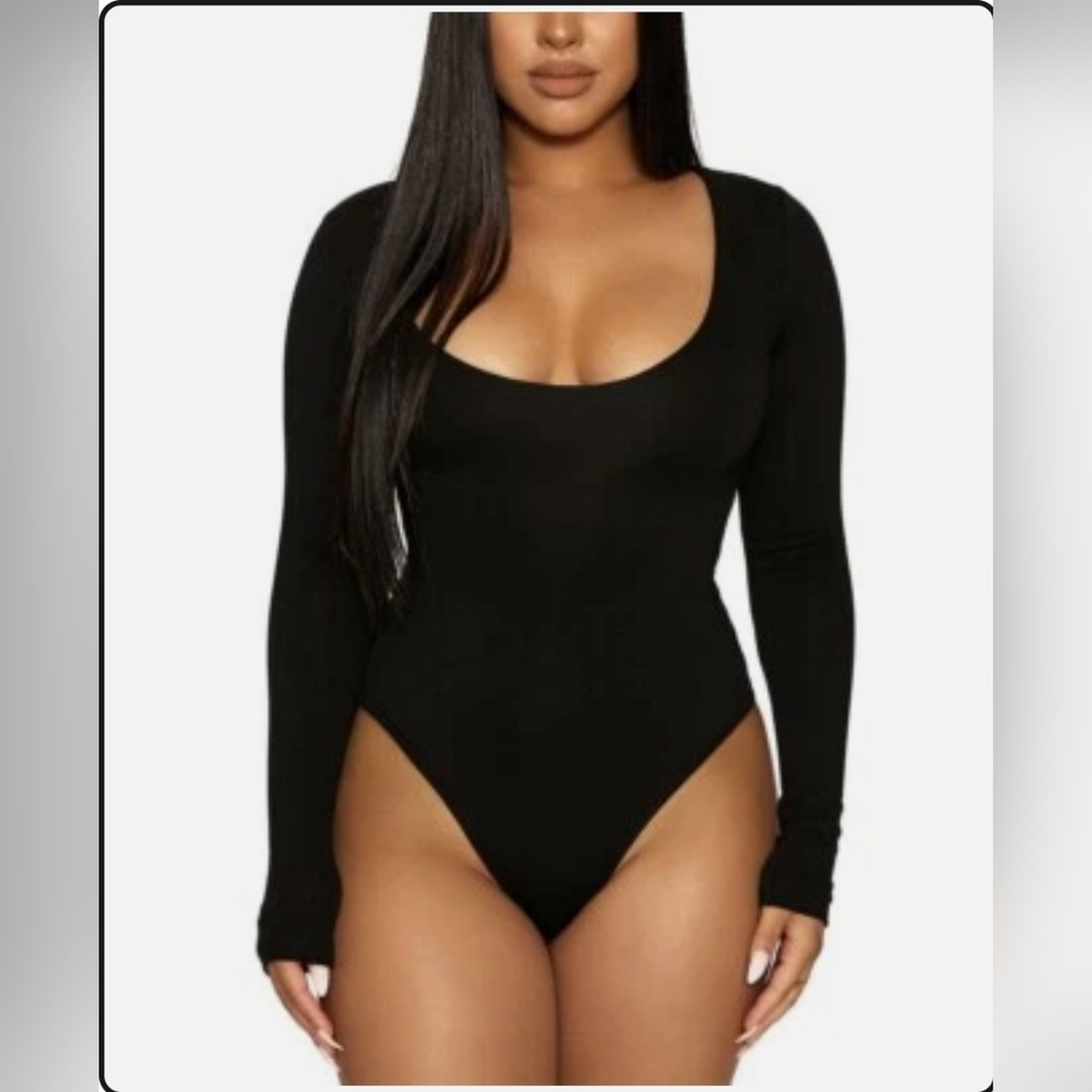 Naked Wardrobe Black Scoop Neck Bodysuit
